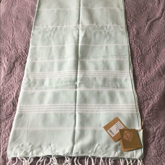 NWT beach blanket aqua, white, fringe - Picture 8 of 8